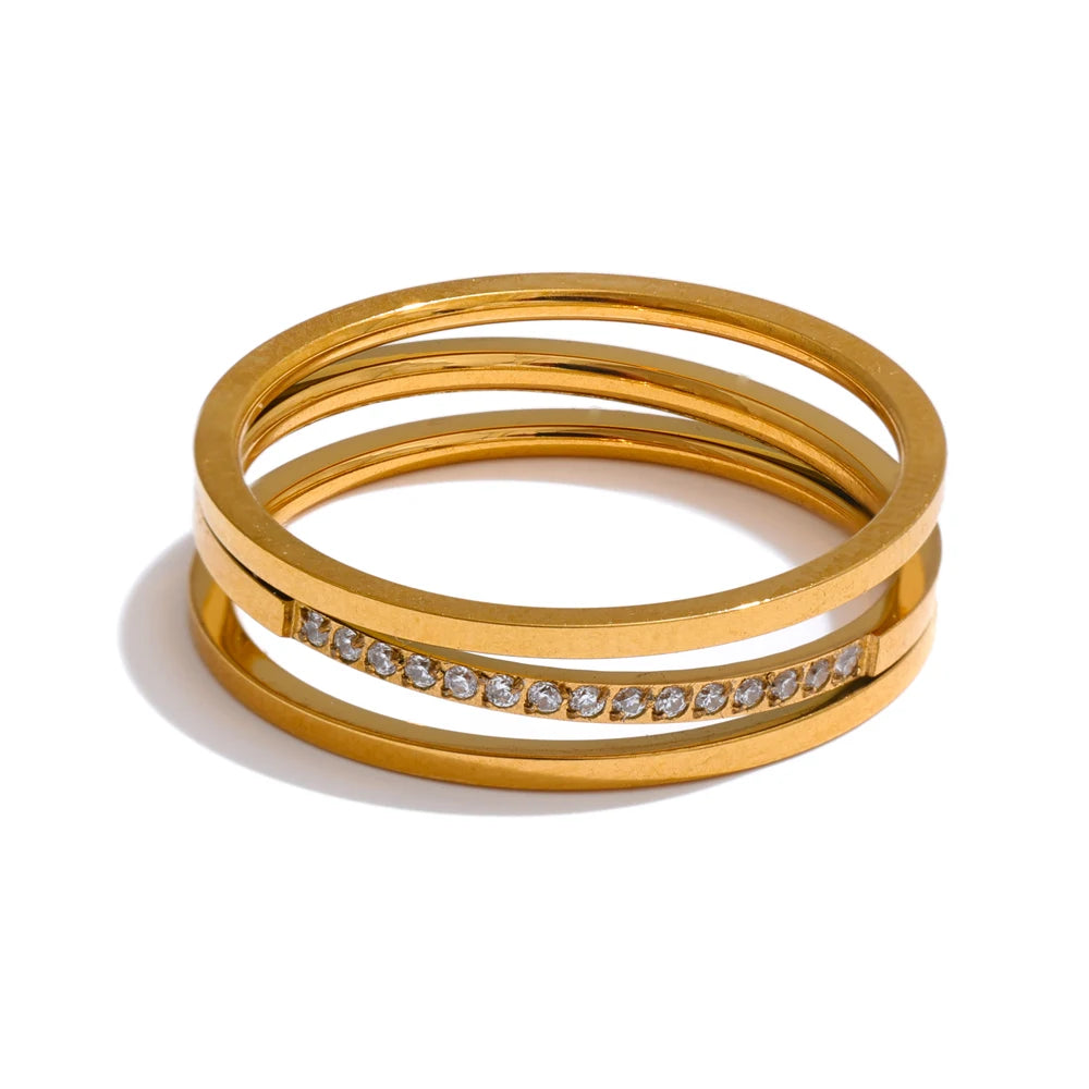 Anel Valmont Cravejado Banhado em Ouro 18k