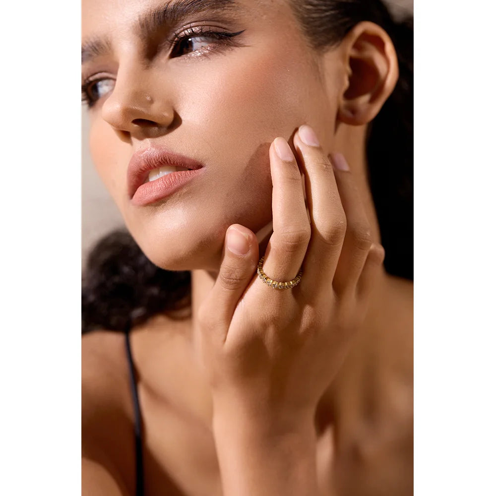Anel Amarante Elegance Banhado em Ouro 18