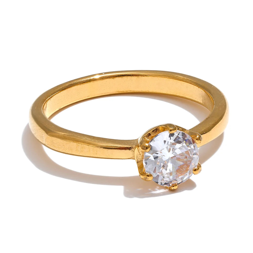 Anel Celeste Banhado em ouro 18k