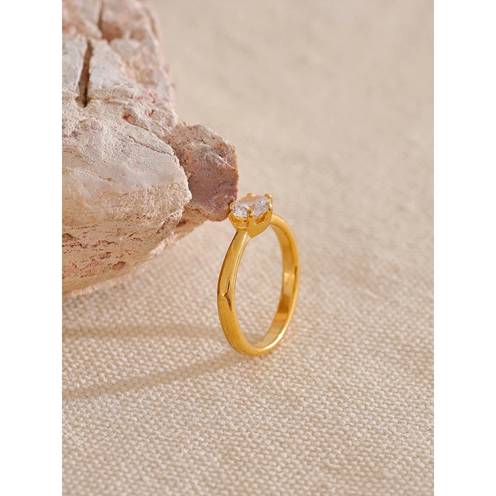 Anel Celeste Banhado em ouro 18k