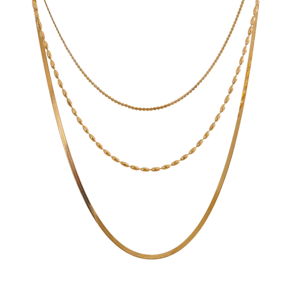 Colar Celeste Camadas Banhado em Ouro 18k