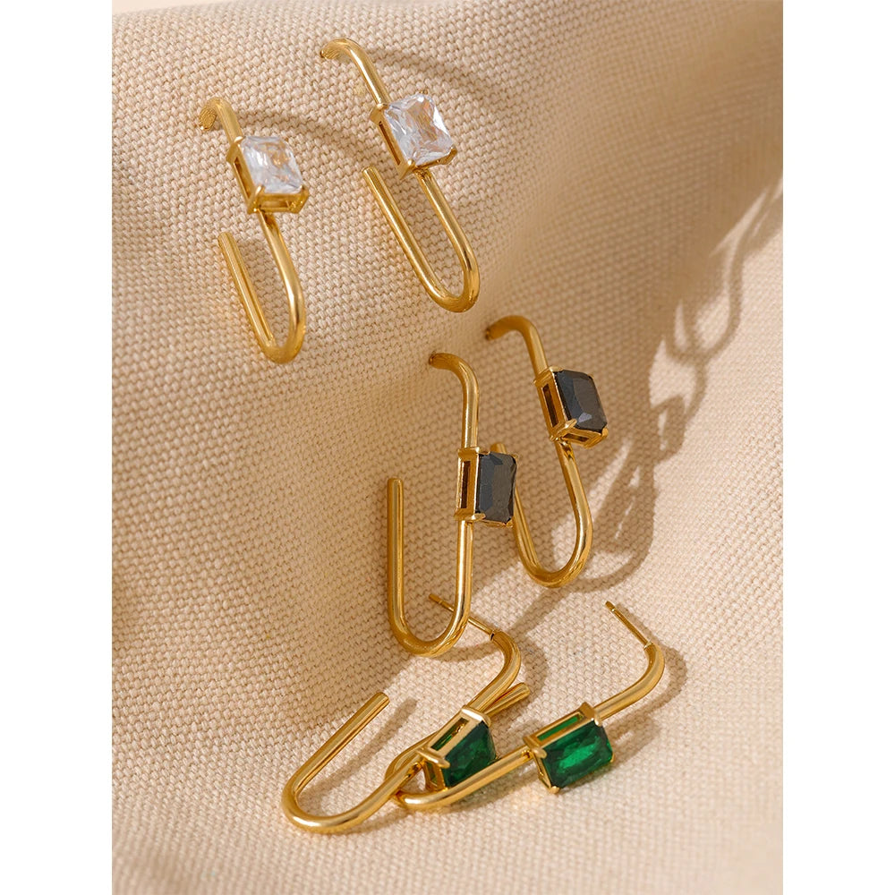 Brinco Zafira Crystal Banhado em Ouro 18k