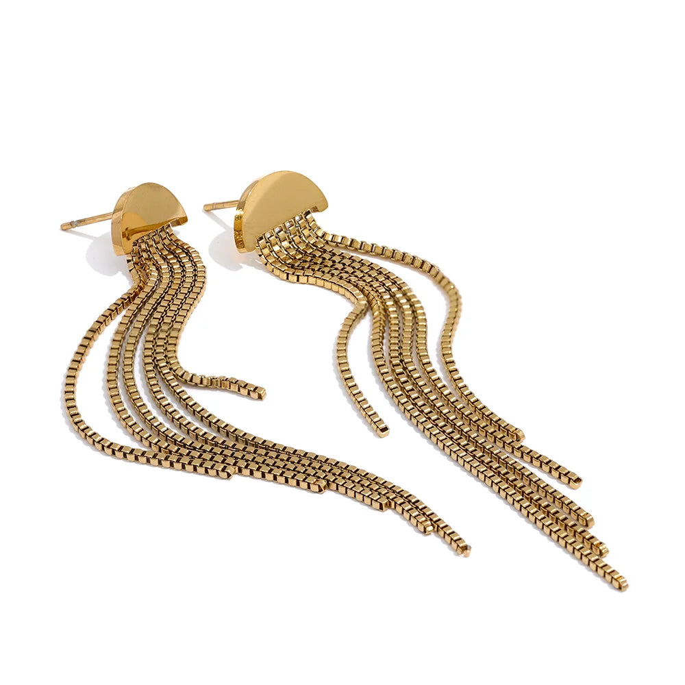 Brinco Éclipse Tassel Banhado em Ouro 18k
